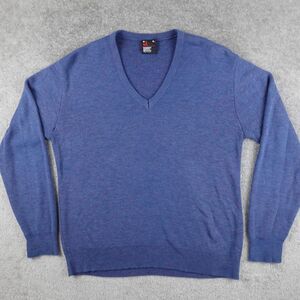 Vintage Robert Bruce Sweater Men's XL Blue V-Neck Pullover Made USA Lightweight